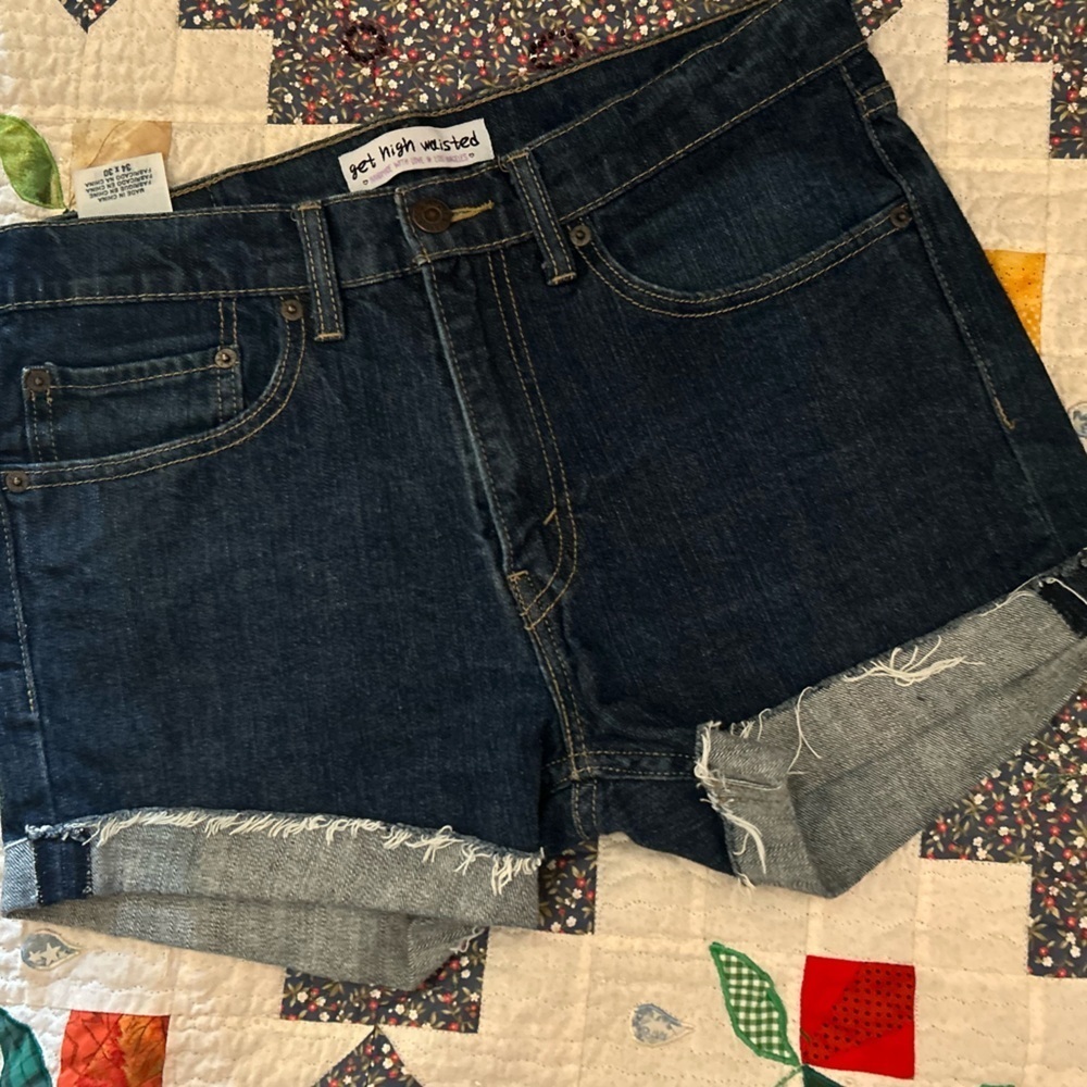 Levi x get high waisted upcycled shorts size large